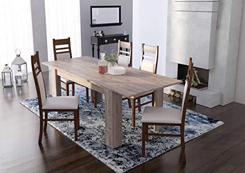 Dmora Tavolo per sala da pranzo estensibile, Consolle allungabile, Tavolo moderno con allunga, cm 140/200x88h75, colore Rovere