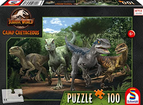 Schmidt Spiele 56436 Jurassic World, Neue Abenteuer, Das Velociraptor Rudel, 100 Teile Kinderpuzzle, bunt