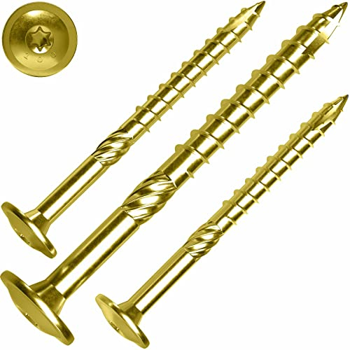 Tellerkopfschraube 8x80 mm – 50 Stück, gelb verzinkt, TX 40, Cut-Spitze, Reibteil, ETA | SCREW REBEL