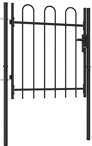Susany Gecheer Contemporary Steel Fence Gate - 1x1m, Black, Arched Top, High Privacy & Security Model146029
