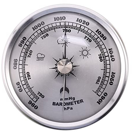POKHDYE Barometro da Parete Barometro Manometro da Esterno Stazione Meteo Barometro da Parete in Metallo Termometro Multifunzione Atmosferico Igrometro Portatile,Argento E Bianco