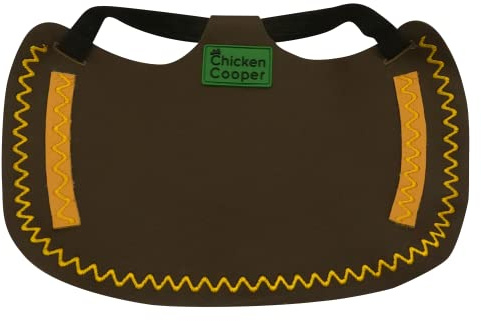Chicken Cooper Hühnersattel, Hühnerweste, Federschutz, Geflügel Rückenschutz, Echtleder Handgemacht (1, Braunfarben Wellennaht Gelb, M)
