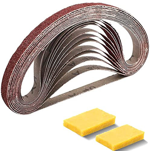 1/2 x 12 Inch Sanding Belt,30Pcs 60-240 Grits Assorted Sandpaper,2Pc Cleaning Eraser for Belt Sander Metal Paint Wood Grinding,60,240 Grits