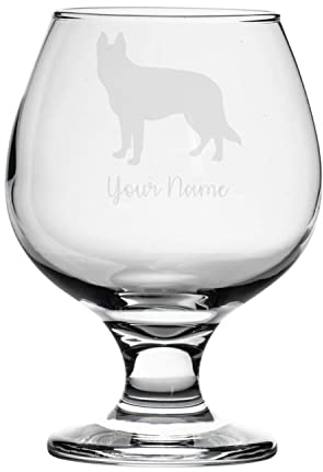 Personalised German Shepherd Alsatian Engraved Brandy Snifter Glass, Dog Gift for Women, Gift for Men