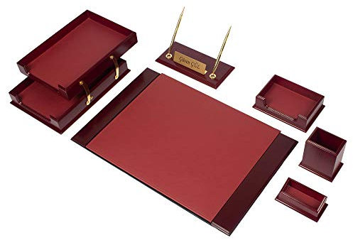 Schreibtisch-Organizer – Schreibtischzubehör – Schreibtisch-Organizer aus Leder – Schreibtisch-Set aus Lederfaserstoff –– Schreibtischzubehör aus Leder – Bürozubehör (Burgundy)