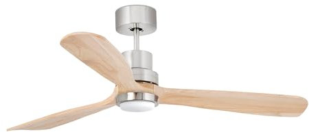 Faro Lantau Grande Ventilatore da Soffitto Led Nichel Opaco, Pino DC Smart 15W 3000K, 6 Velocità