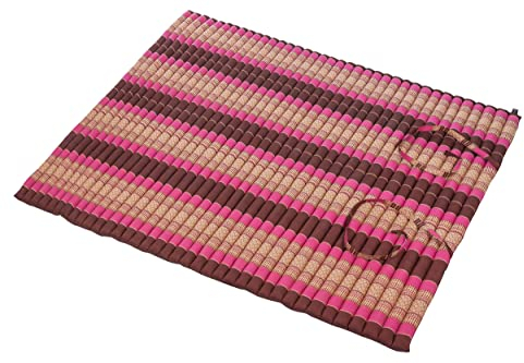 Thaikissen XXL Rollmatte ca. 205 x 150, Thai Kapok Matte, Rollmatte für Massage, als Liegewiese oder zum Spielen, Handelsturm Kissen (Burgunder & pink)