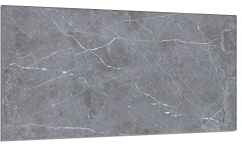 DarHaus Cache-plaque en verre - 90 x 52 cm - pour cuisinières électriques ou à induction - Plaque de protection anti-éclaboussures, planche à découper décorative aspect, Marbre Gris