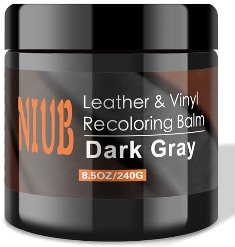 NIUB Lederreparaturset, 240g Dunkelgrau Kunstleder Reparatur Set, Leder Kratzer Entferner, Leder Rückfärbebalsam für Sofas, Möbel, Lederschuhe, Ledercouch Farbe, Schnell trocknender Lederbalsam