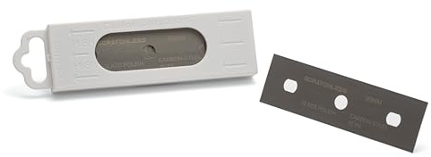 GLASS POLISH 75mm Packung mit 10 doppelseitigen Carbonstahlklingen, 0,20mm laserscharfe Ersatzklingen für SCRATCHLESS Schaber oder kompatible Modelle - GP15052