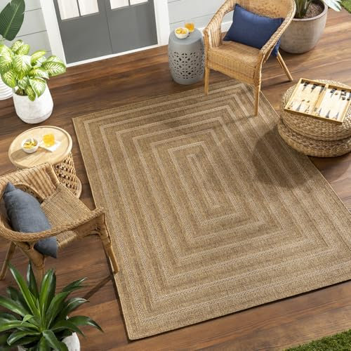 Livabliss Acaya Indoor Outdoor Rug - Large Boho Rugs for Living Room 160x213 cm Dining, Kitchen Carpet, Patterned Neutral and Coloured Rugs, Waterproof, Stain Durable - Amber, Tan, Brown