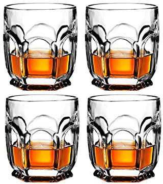 luckxuan Verres/Verre à Eau 4 Pcs Coupes en Verre Lunettes de Whisky à la Mode, Whisky écossais, Bourbon, Cocktails, Rhum, Verres de Whisky durables gobeleurs Verres Tumbler (Color : Burgundy)
