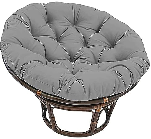 FUYAO Runde Papasansessel Kissen, Dicke Perle Baumwolle Polsterung Schaukel Kissen, Papasan Wicker Rattan Ei Stuhl Pad + Rutschfesten Krawatten, Für Innen- Und Außenbereich(Size:110cm,Color:Gray)