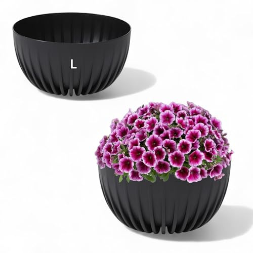 MELTOM blomkruka av plastskål blomskål blomkruka, storlek L: 24 x 14 cm (svart)