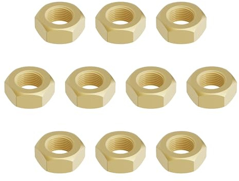 FOCMKEAS 10PCS M8-1.25 Brass Hex Nuts, Metric Coarse Thread Hexagon Nut,ISO 4032, Class 4.8 Screw Bolt Fasteners, Hardware Lock Nut(H52 Brass)
