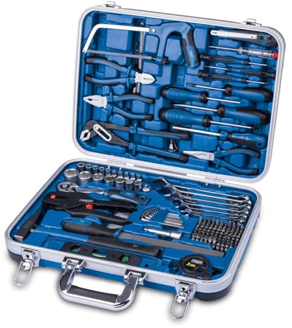 Scheppach Werkzeugkoffer TB173 Werkstattkoffer mit 173 tlg. Werkzeug Set | bestückt mit Abisolierzange, Schraubenschlüssel, Hammer, Schraubenzieher, Säge | Werkzeugkiste für Werkstatt, KFZ & Haushalt