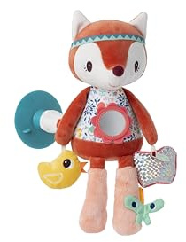 LILLIPUTIENS - Peluche de Actividades Alice - Juguete de Viaje con Ventosa para Coche, Tren ... - Actividades sonoras y Luminosas - Estimula y entretiene al bebé - Desde el Nacimiento - 83524