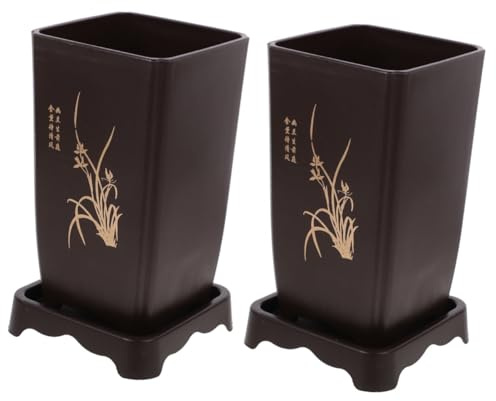 Yardwe 2 Ensembles Pot d'orchidée Sable Violet Usine Pots de pépinière empotage Jardiniere Plastique Pot de Fleur Plastique Pot de jardinière de pépinière planteurs d'orchidées résine