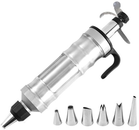 Spritzen-Spritzpistole zum Backen von Kuchen Stainless Steel Cake Cream Decorating Sets Cookie Making Machine Nozzles Mold Pastry Syringe Extruder Kitchen Baking Tools Kuchen mit Gebäck-Presspistole(S