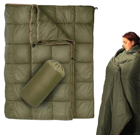 Packbare Daunen-Campingdecke, weiche, leichte Daunendecke für alle Jahreszeiten, leichte Campingdecke, wasserdichte Campingdecke für Camping, Outdoor, Reisen