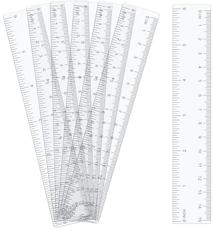 YHTCC 6Pack Clear Ruler, 15cm/6in Clear Plastic Ruler Set
