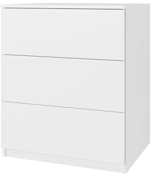 YUMEBLY Kommode 3 Schubladen weiß | 80x60x50 cm | Schrank für Kleidung, Dokumente, kleine Gegenstände | Schubladenschrank ideal für Schlafzimmer, Wohnzimmer, Kinderzimmer und Büro