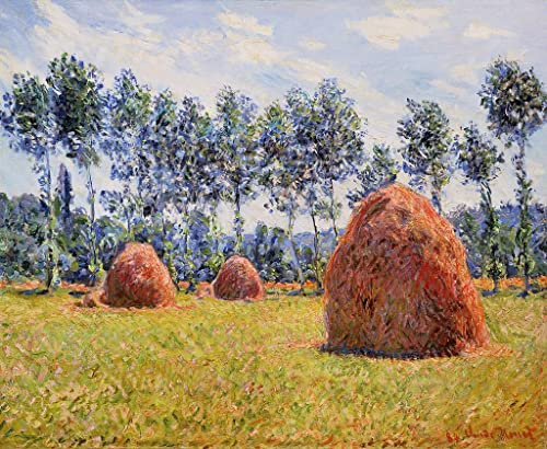 ZHAOSHAN Berühmte Gemälde Wanddekorationen Gemalde Wand-Kunst Bild Heuhaufen in giverny von claude monet Wandbilder Drucke Poster für Wanddekoration 60x90cm