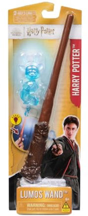 Wizarding World, Harry Potter Lumos - Bacchetta magica illuminata, 27,9 cm, con statuetta di cervo, giocattolo per bambini dai 6 anni in su