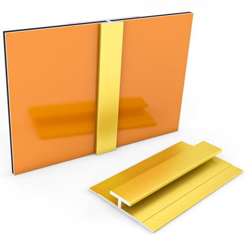 Kerabad Aluminium Profilsystem für 3mm Platten - 3 Meter - Alu-Profil für Duschrückwand Küchenrückwand - Verbindungsprofil gold-eloxiert