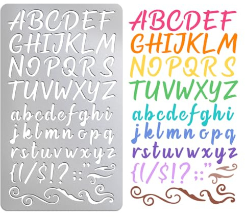 UNICRAFTALE 1 Stück Metall Buchstabenschablone Edelstahl Schriftzug Alphabet Symbol Malvorlage Buchstabenvorlage Alphabet Und Zahlenschablone Für Journaling Malen Holzbrennen Gravieren