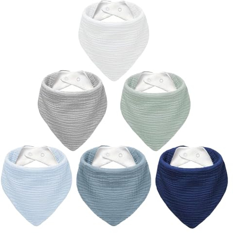 ROXANEPIG 6 stycken baby haklappar, superabsorberande halsduk bomull muslin dregellin dregellin för spädbarn småbarn pojkar flickor, D, En Storlek