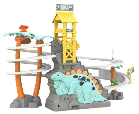 Mazulora Dinosaur Climbing Slide Music Toy, Dinosaur Climbing Stairs Toys, Electric Race Track Game Fun Track Slide Roller Coaster Toy for Children's Gifts (Dinosaur-C)