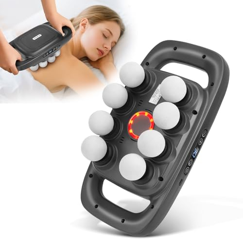 Pistola massaggiante a 8 teste, massaggiatore a 30 velocità regolabili e 3 modalità di massaggio, pistola massaggiante elettrica con luce rossa per schiena, nuca, gambe, cosce, spalle e piedi (2)