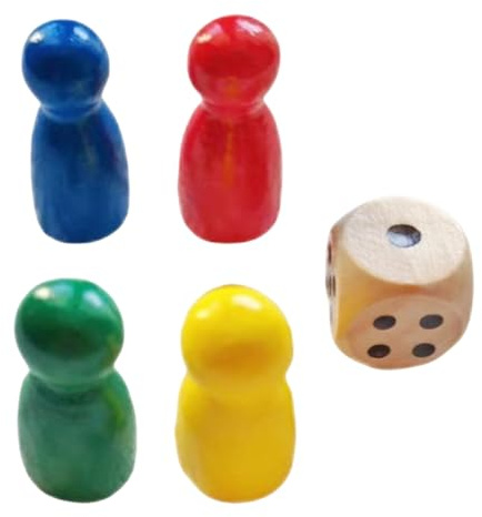 di Gioco da Tavolo, Pedoni Giochi da Tavolo, Pedoni Gioco in Legno con 1 Dadi, Componenti portatili Componenti Multicolori Piastra Piccola per la Notte di Festa