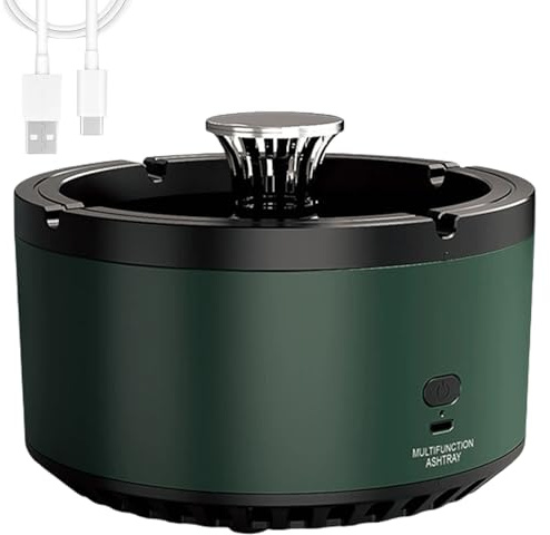 YAOGUI 2 En 1 Purificador Aire Cenicero Cenicero Sin Humo Interior con Filtro USB Recargable Cenicero Bajo Ruido Bajo para Automóvil En Casa