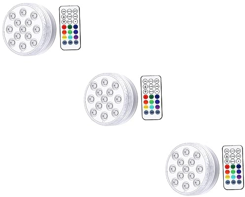 ibasenice 3 Sätze Teilige wasserdichte LED Unterwasserleuchte mit Fernbedienung Magnetischer Saugnapf Batteriebetriebene Dekorative Aquariumlampe für Pool Partybeleuchtung Sanftes Weißes