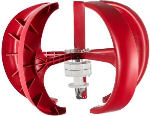 Aerogenerador de Eje Vertical Rojo de Alta eficiencia de 24 V y 600 W: Sistema Solar híbrido Compatible con Uso doméstico. Opciones Disponibles: 400 W, 800 W, 1000 W y 1200 W.