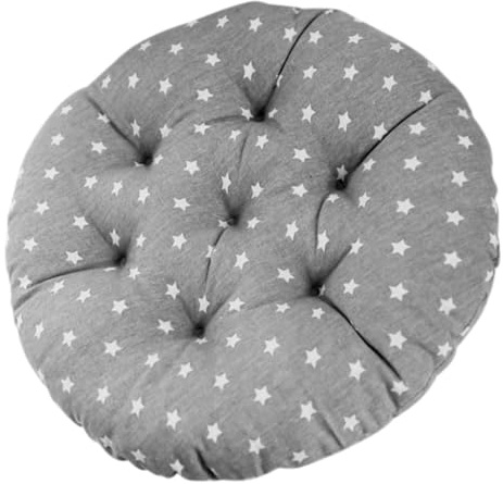 TOBBOMEY Cojín Redondo Estilo Japonés de Algodón y para Suelo Asiento Antideslizante para Comedor Oficina y Jardín Gris con Estrella