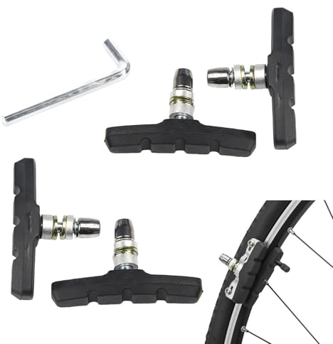 Juego de 4 pastillas de freno V-brake – Piezas de bicicleta para frenos en V – zapatas de freno duraderas en color negro – universal compatible – para uso urbano y bicicleta de montaña