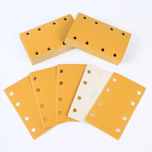Sruhrak Papel de Lija 80x133mm 8 Agujeros, 50 Hojas de Lija P600, Almohadillas de Lijado Más Fuertes para Lijadora Orbital en Madera, Metal, Barniz, Plástico