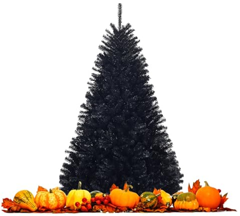 FANTASK 180cm Weihnachtsbaum Künstlich, Tannenbaum mit PVC Spitzen & Metallständer, Christbaum Klappsystem für Zuhause, Büro, Geschäfte und Hotels (schwarz)
