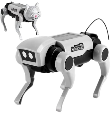DIY Robot Dog Kit - Solar Powered Intelligent Robot Toy Easy Construction Realistic Motion | Educational Robotics Kit for Scientific Learning Mechanical Experimentation