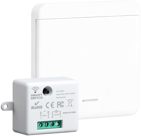 Interruptor Inalámbrico Con Receptor 433MHZ 220V, Kit de Interruptores de Luces Inalámbricas, Transmisor De Interruptor Inalámbricas De Pared Inalámbrico Extraíble Para Lámparas, Sin Cableado