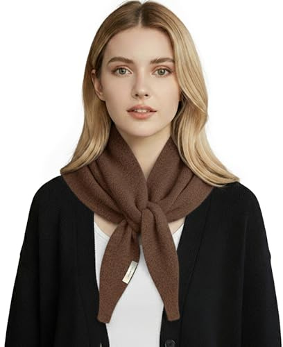 AMOturuxient Wool Triangle Scarf, Cashmere Neck scarf for Women, Lightweight Cozy Autumn Winter Neckerchief for Daily Wear (Coffee)