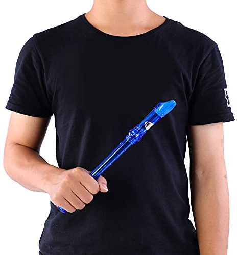 Generic 8-Hole Translucent Descant Recorder Plastic Lightweight Easy-Clean for Kids Children Musical Practice Durable Eco-Friendly 32.5cm Pink Blue Red Green Yellow Golden (Blue)