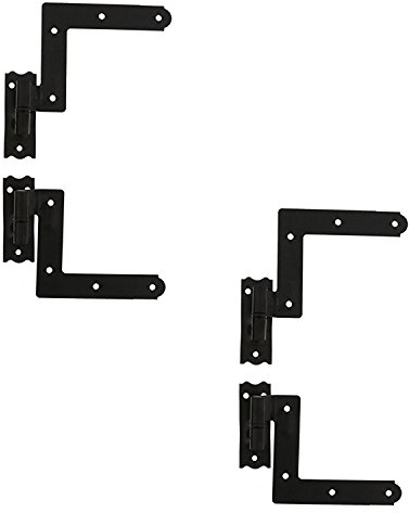(2-Pack) Black Blind Window Shutter Hinges for Wood Frame - 1 Pair PER Pack - This 2-Pack Economy Bundle Includes 2 Pairs = 4 Units