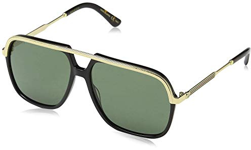 Gucci Unisex-Erwachsene GG0200S 001 Sonnenbrille, Schwarz (1/Green), 57