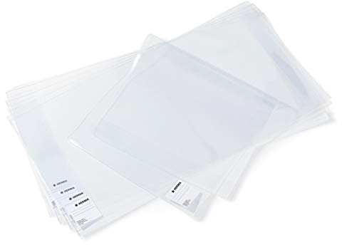 HERMA 14300 Buchumschläge 30 x 54 cm Basic, 10 Stück, Buchhüllen mit Beschriftungsetikett und Kantenschutz aus abwischbarer Polypropylen-Folie, Buchschoner Set für Schulbücher, transparent