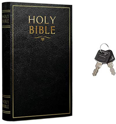Real Pages Portable Diversion Book Safe - Hollowed Out Book with Hidden Secret Compartment for Jewelry, Money and Cash (Bible) (X-Large, Key Lock)