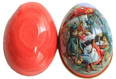 Treer Ostertag Eier Dekor, Zinn Metall Süßigkeiten Schokolade Boxen Gemalt Dekorative Vintage Bunny Chicken Hühnereier (9. Paare)